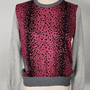 Vince Stylish Maroon & Black Abstract Print Sweater with Gray Sleeves L 🌟